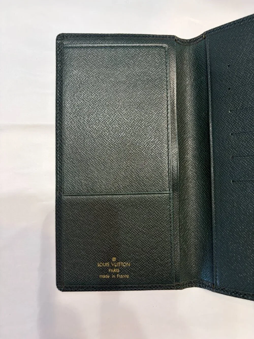 Men's or Women's Louis Vuitton Hunter Green Checkbook Cover, Wallet, July 1995